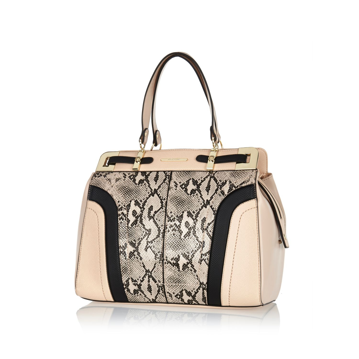 River Island Light Pink Snake Print Structured Tote Bag In Lyst Gallery