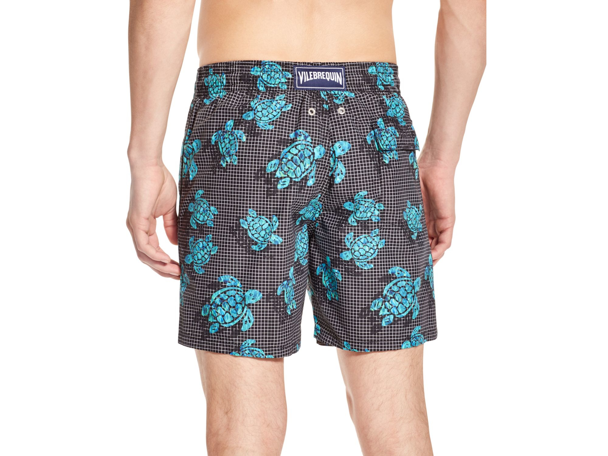 Lyst - Vilebrequin Turtle On Grid-print Swim Shorts in Blue for Men
