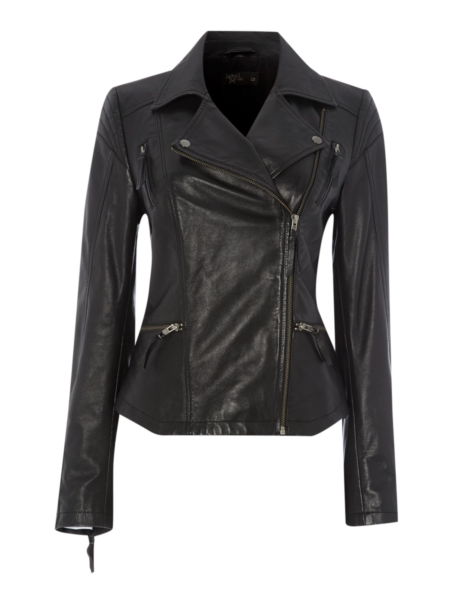 Label lab Leather Biker Jacket in Black | Lyst