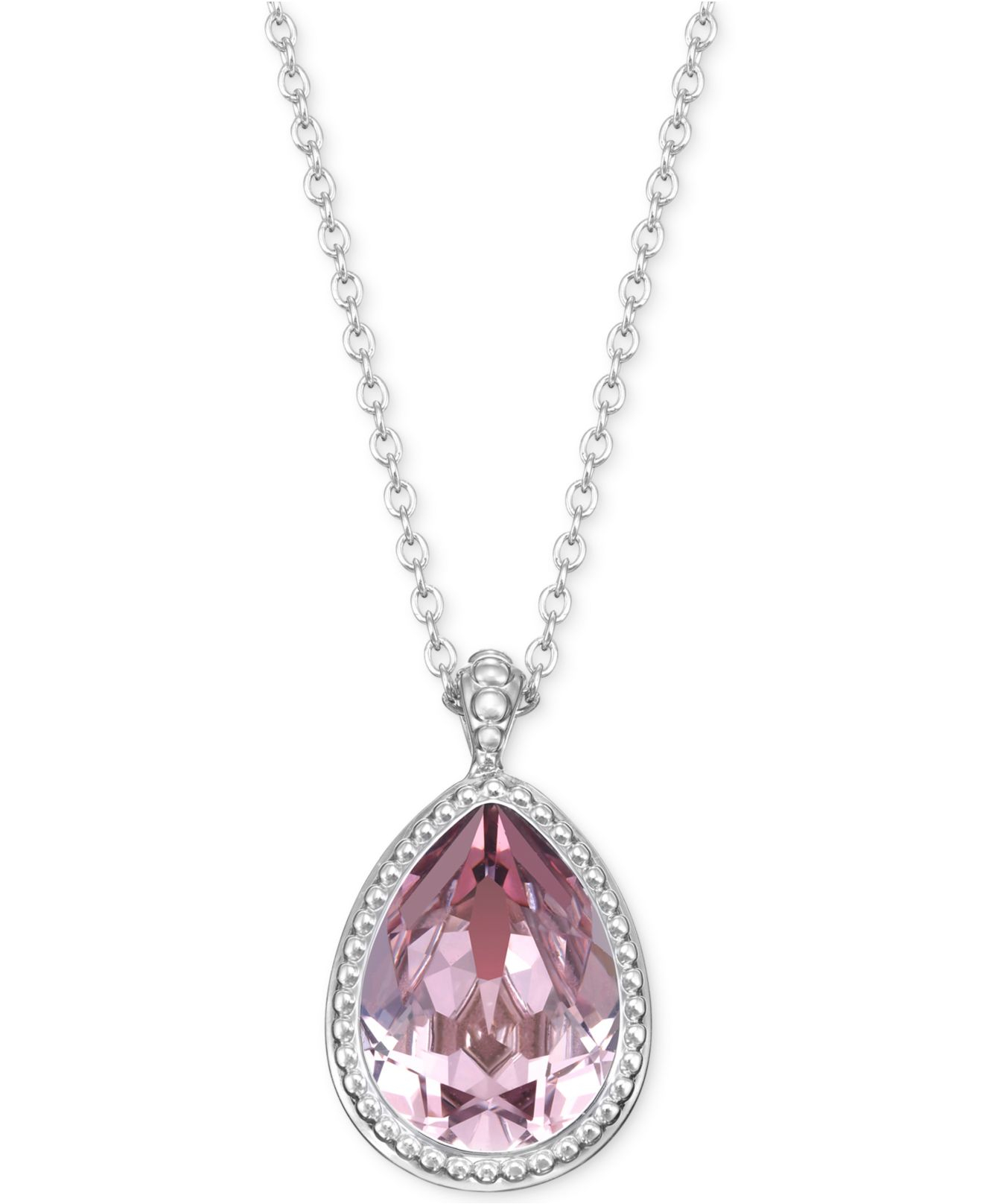 Swarovski Rhodium Plated Pink Crystal Pendant Necklace In Lyst Gallery