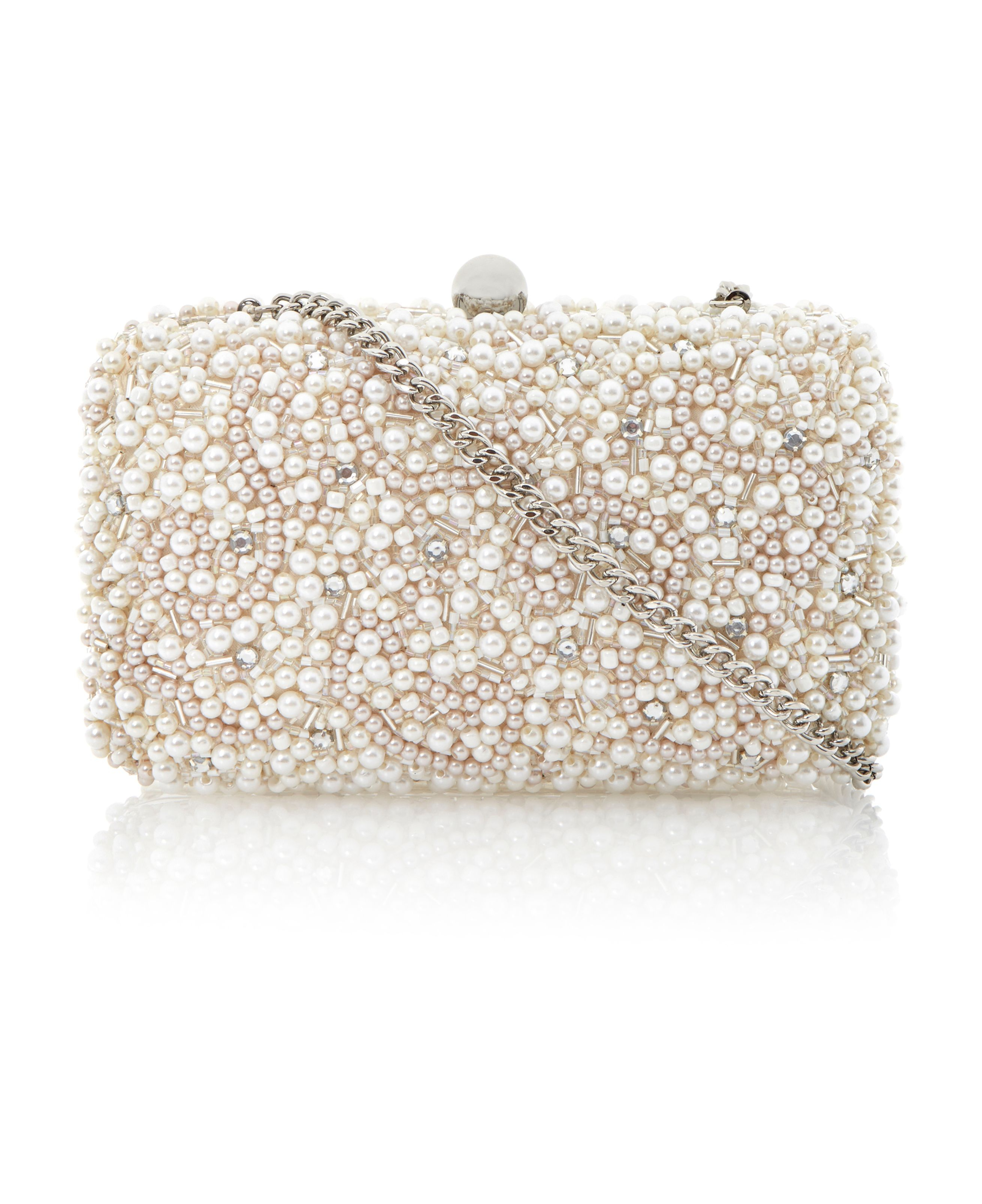 Dune Bedazzled All Over Pearl Beaded Clutch Bag in Beige (Ivory) | Lyst