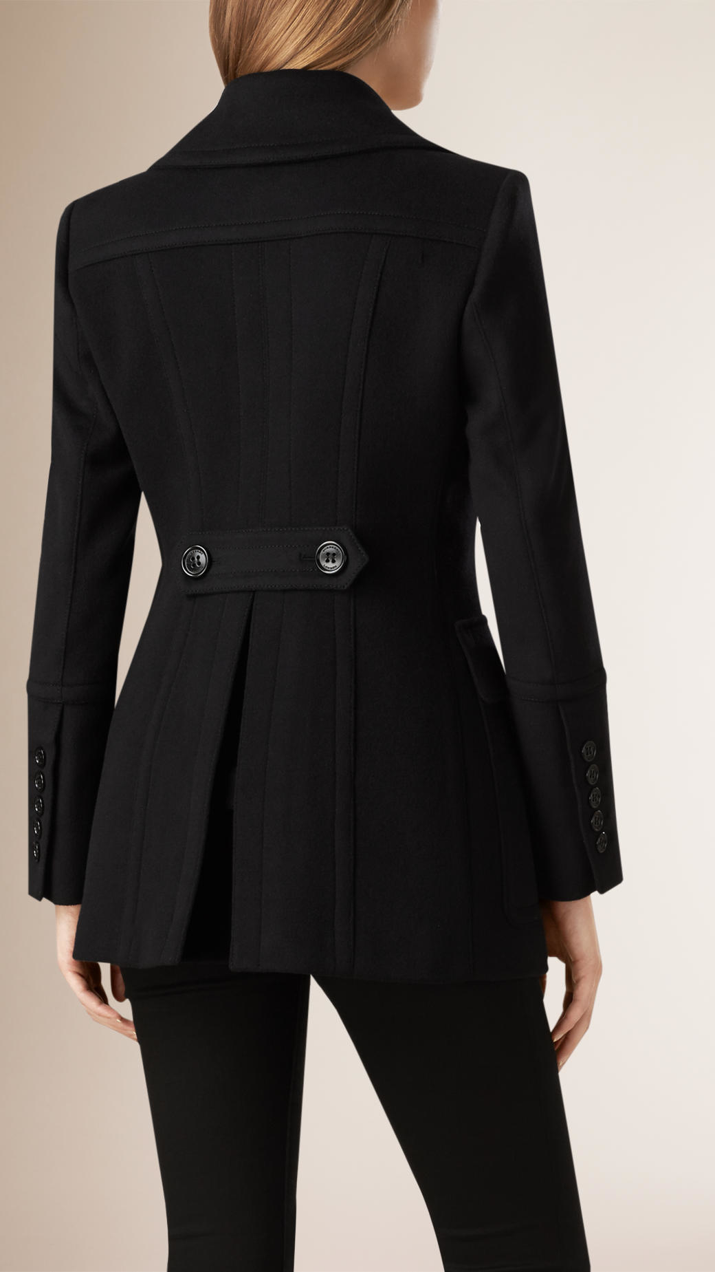 Lyst - Burberry Wool Cashmere Pea Coat in Black