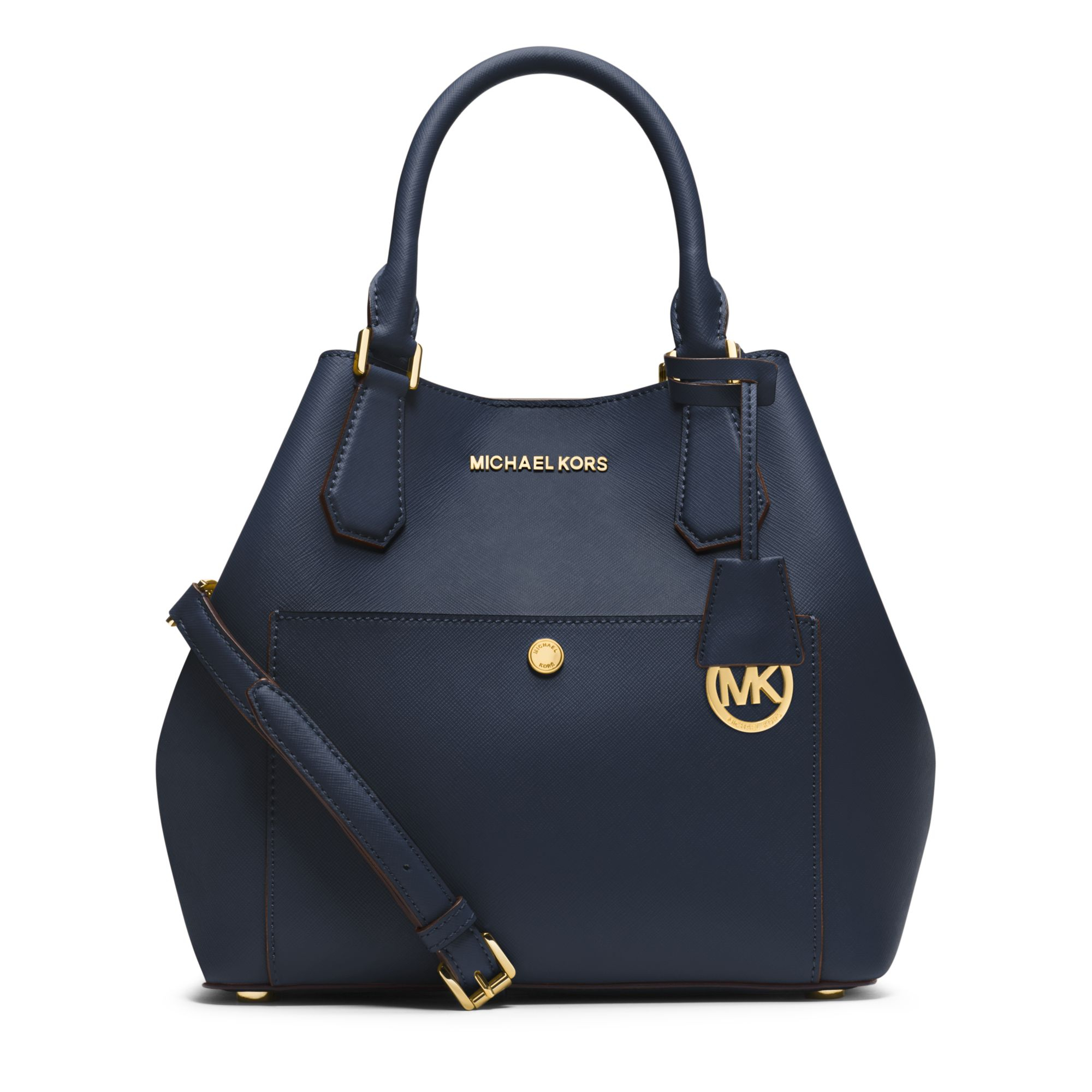 Lyst - Michael Kors Greenwich Large Saffiano Leather Satchel in Blue