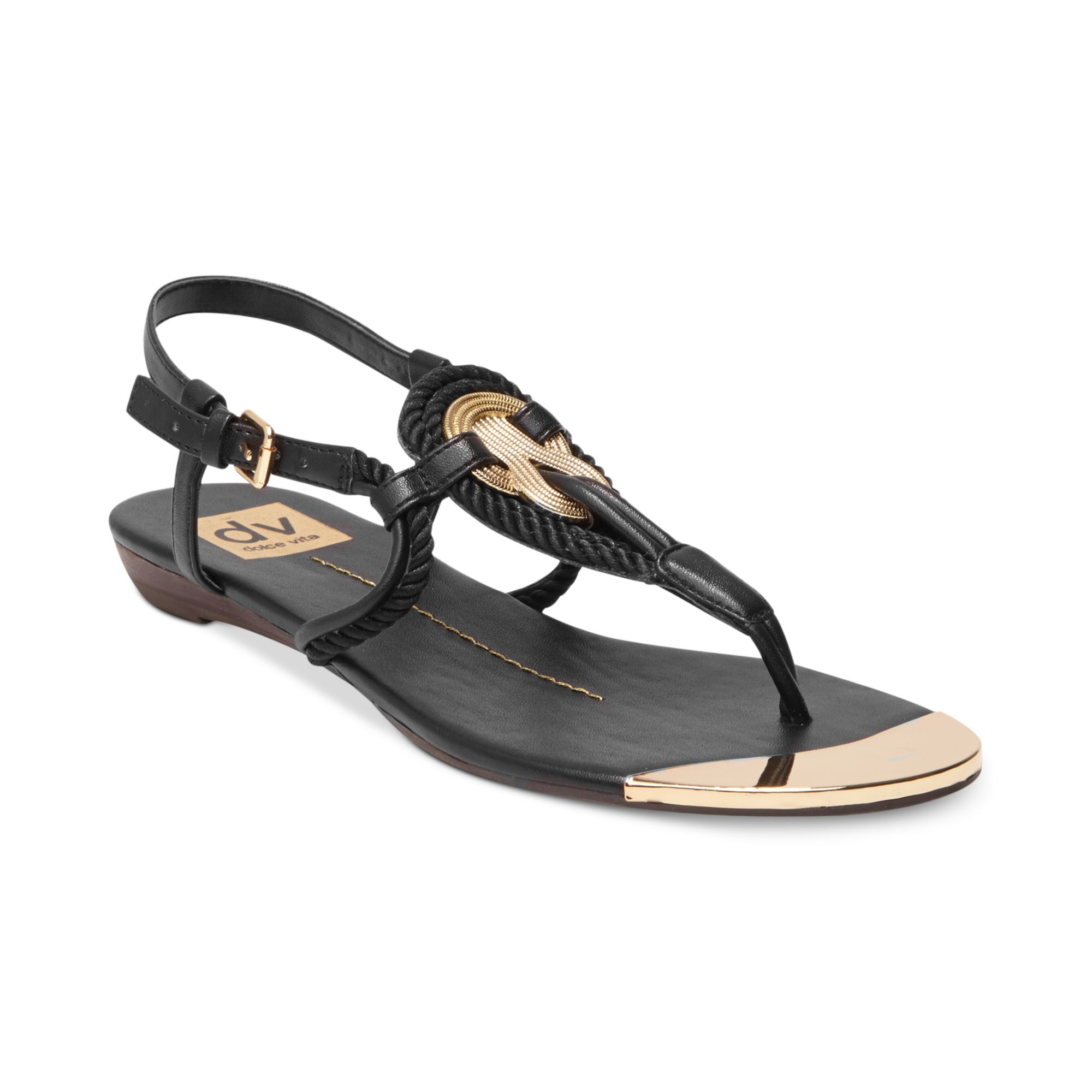 Dolce vita Dv By Anica Flat Thong Sandals in Black | Lyst
