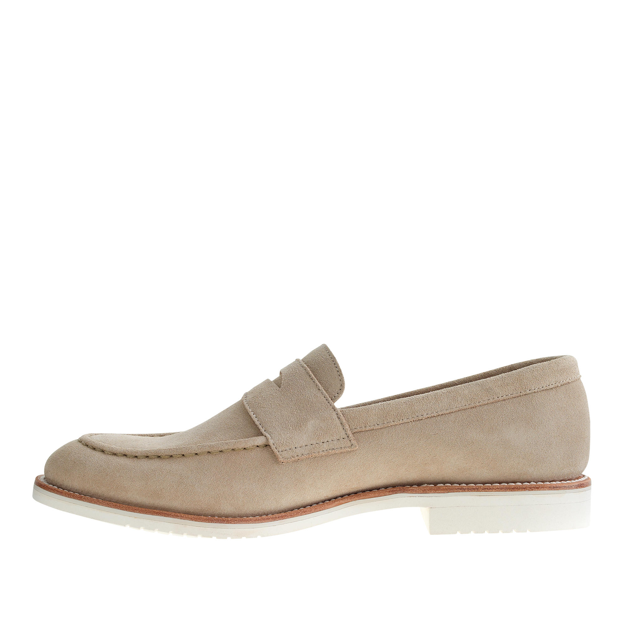 Lyst - J.Crew Kenton Suede Penny Loafers With White Soles in Natural ...