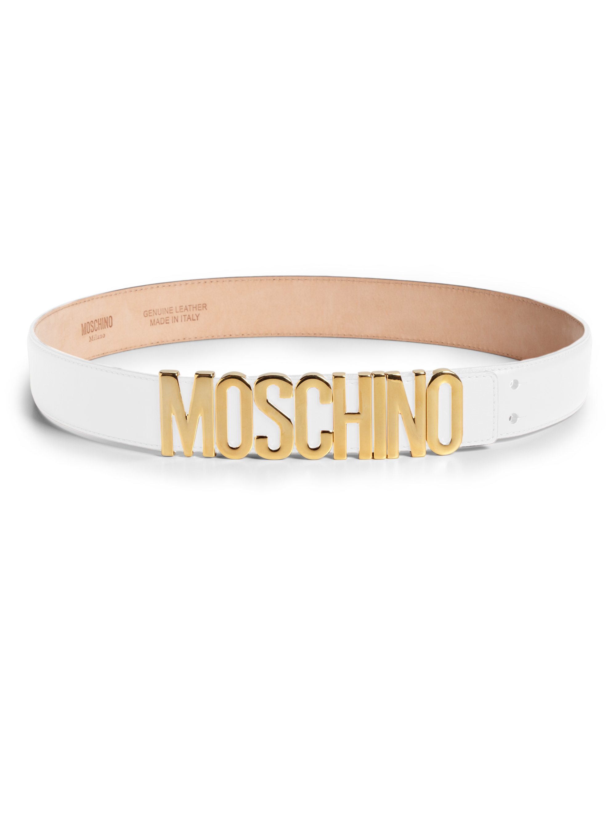 Lyst - Moschino Leather Logo Belt in White