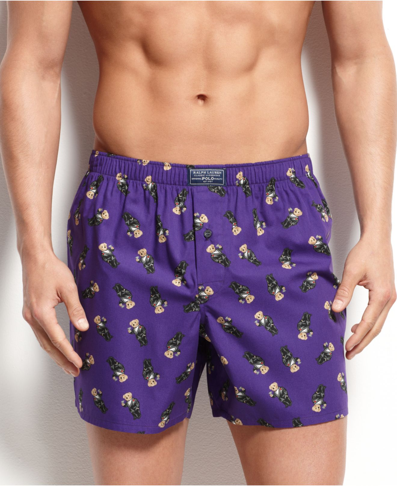 Polo Ralph Lauren Men'S Bear Print Woven Boxers in Purple for Men - Lyst