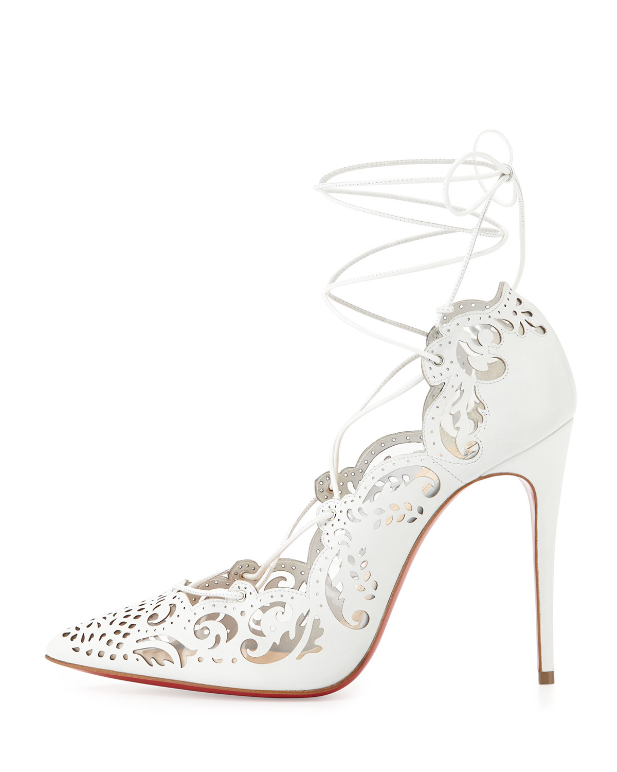 louboutin white lace heels