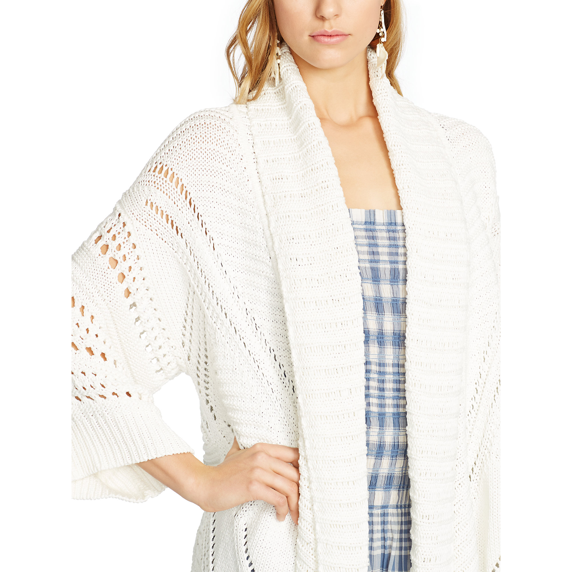 Lyst - Polo Ralph Lauren Aran-knit Cotton Cardigan in White