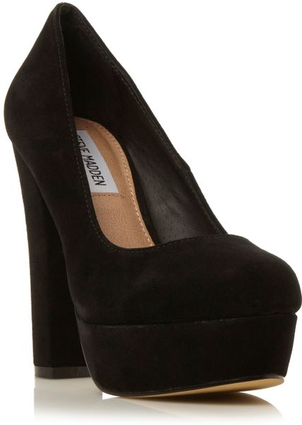 Steve Madden Bettty Chunky Heel Courts in Black (Black Suede) | Lyst