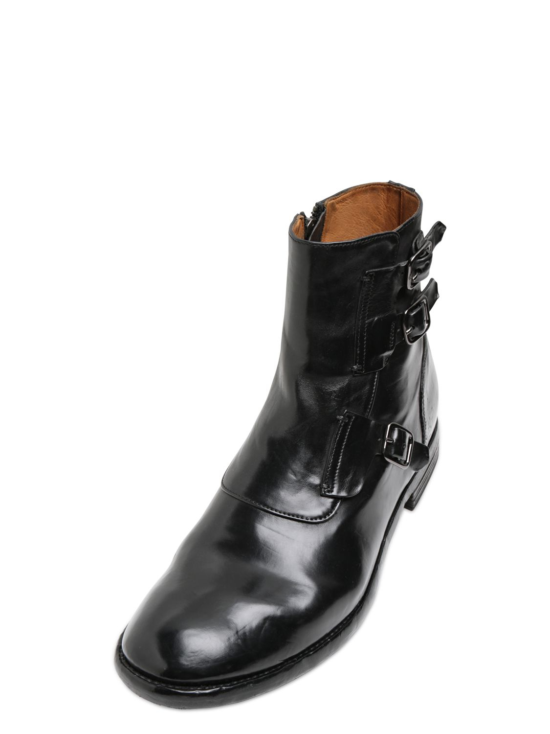Lyst - Officine creative Brushed Leather Monk Strap Boots in Black for Men