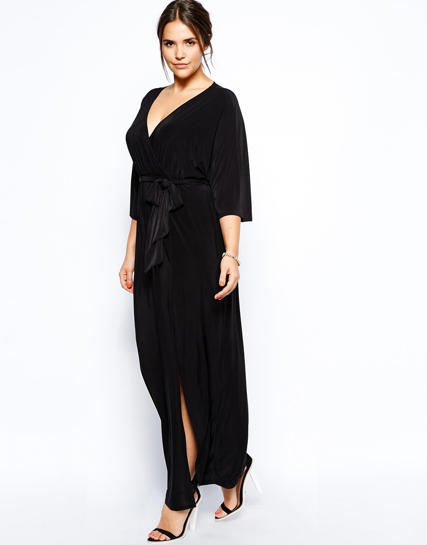 Lyst - Asos Kimono Maxi Dress with Wrap in Black
