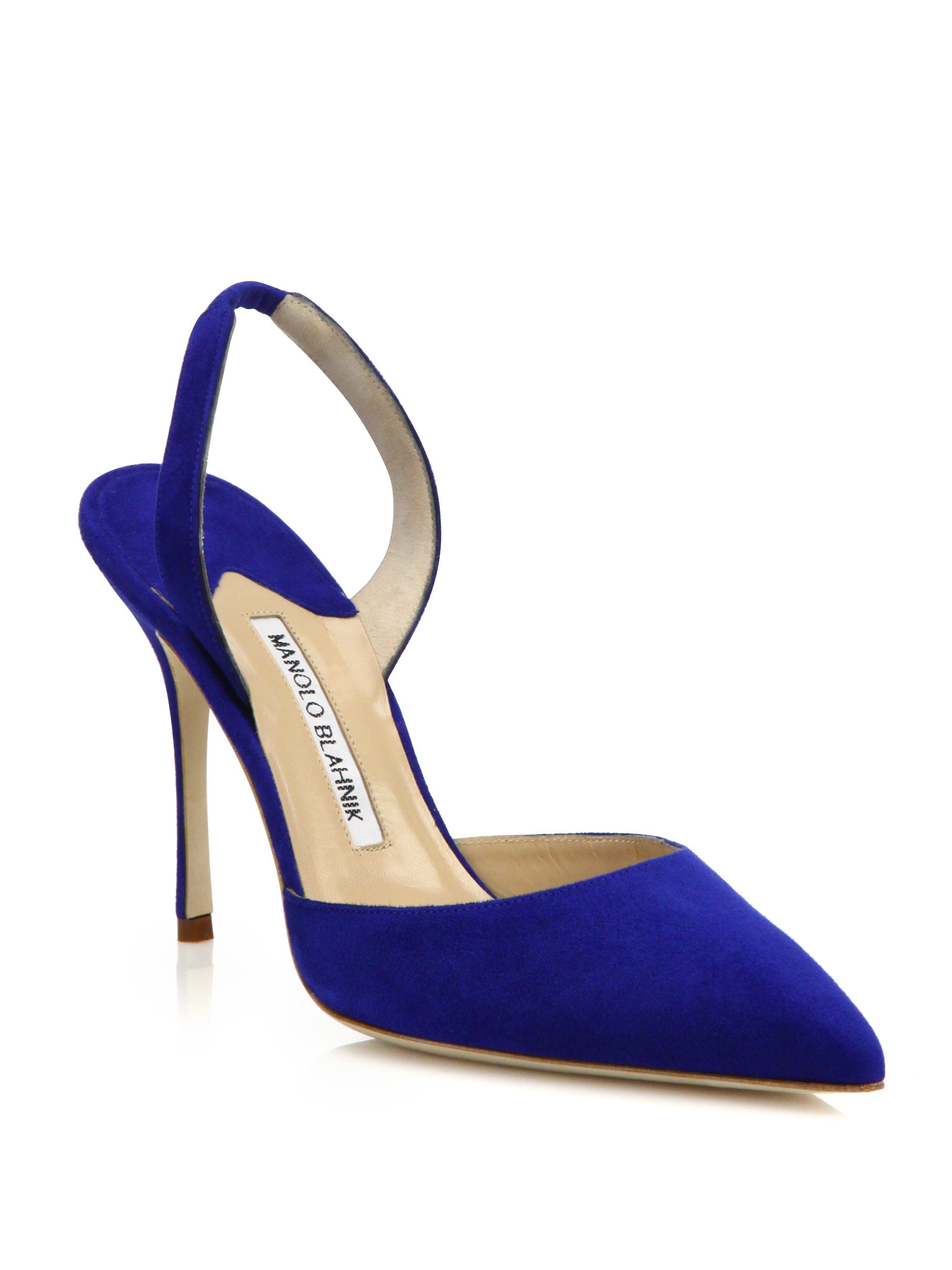 Manolo blahnik Carolyne Suede Slingbacks in Blue | Lyst