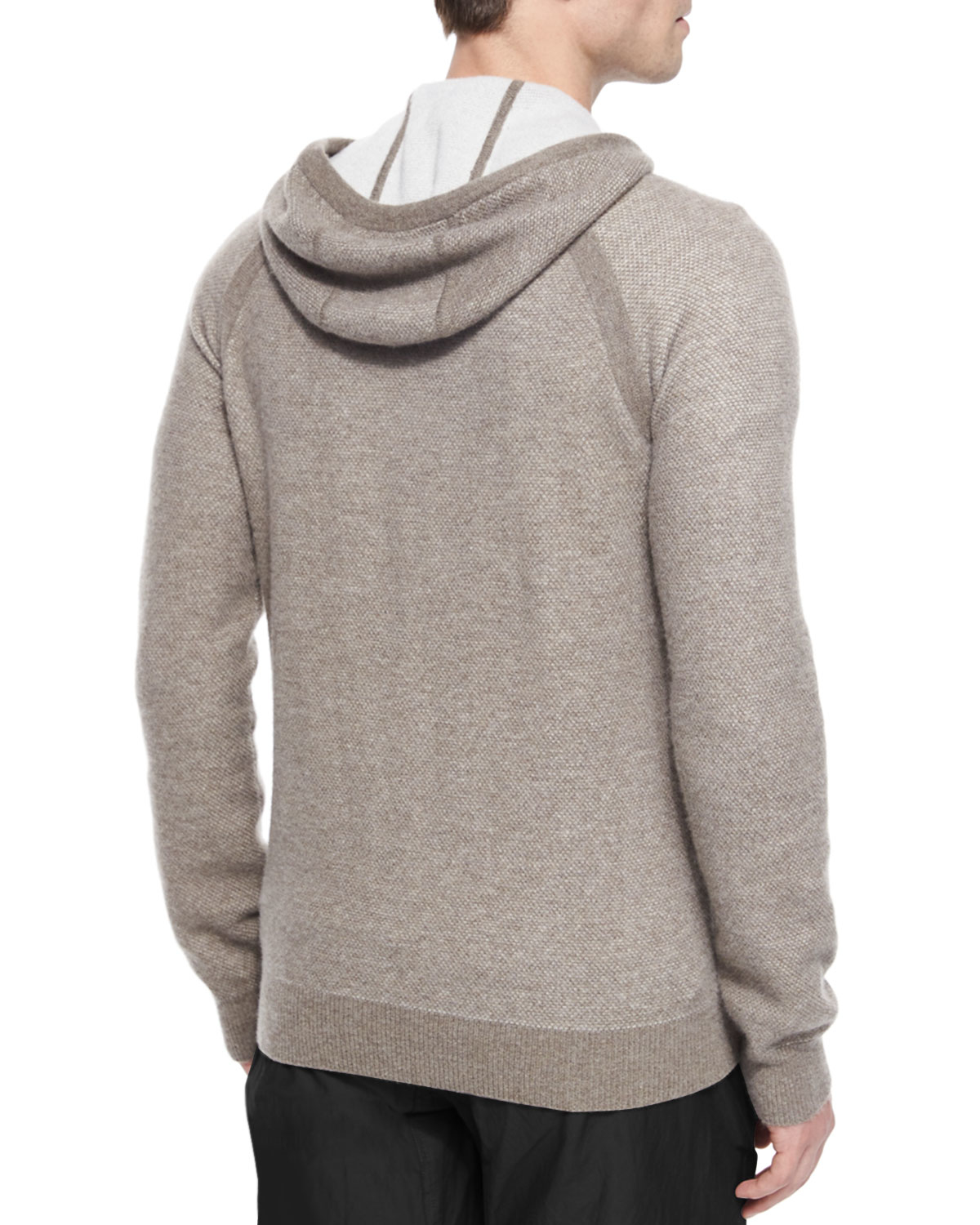 Lyst - Vince Plaited Tuck Cashmere Hoodie in Natural for Men