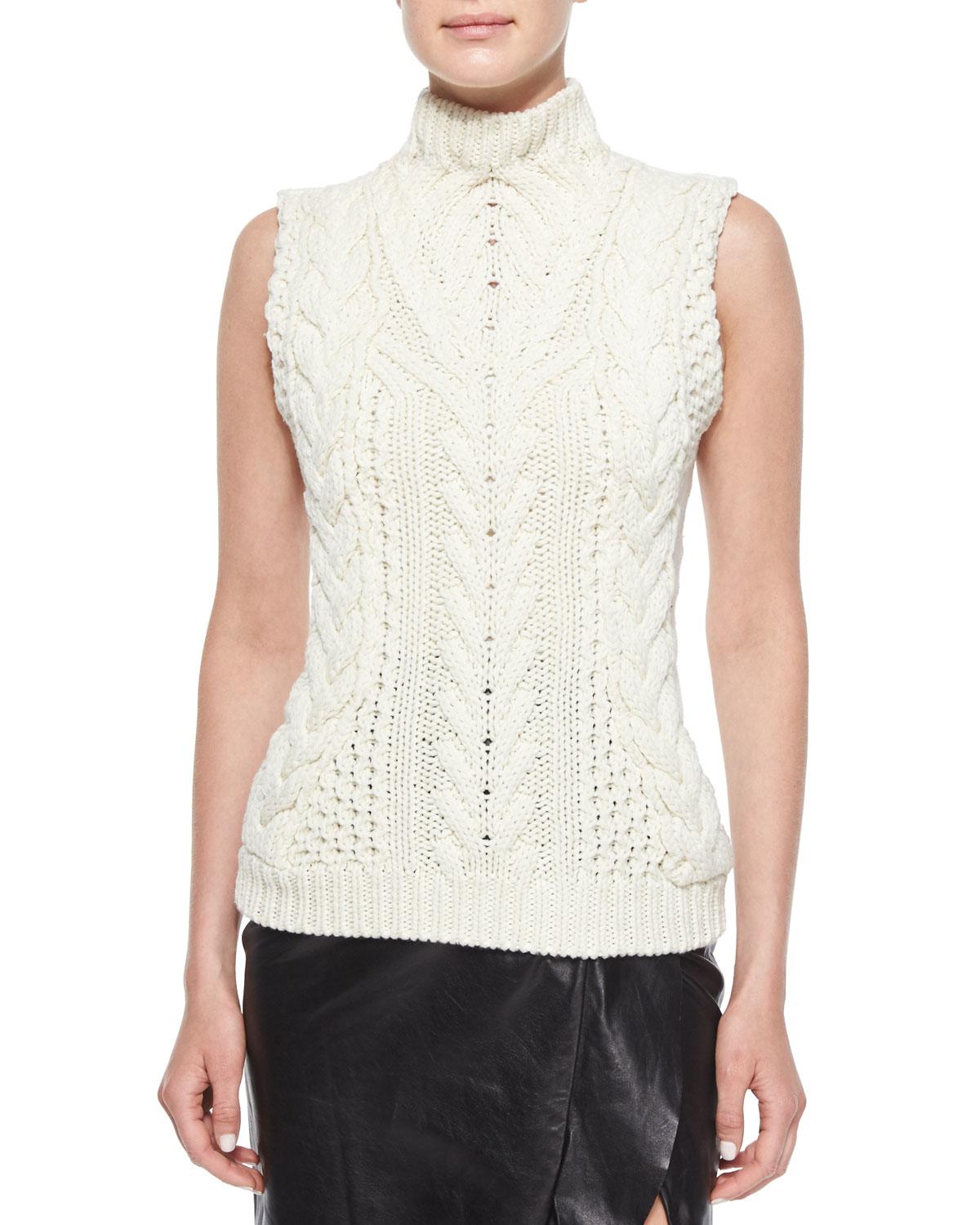 Altuzarra Sleeveless Cable-knit Sweater in Natural Lyst