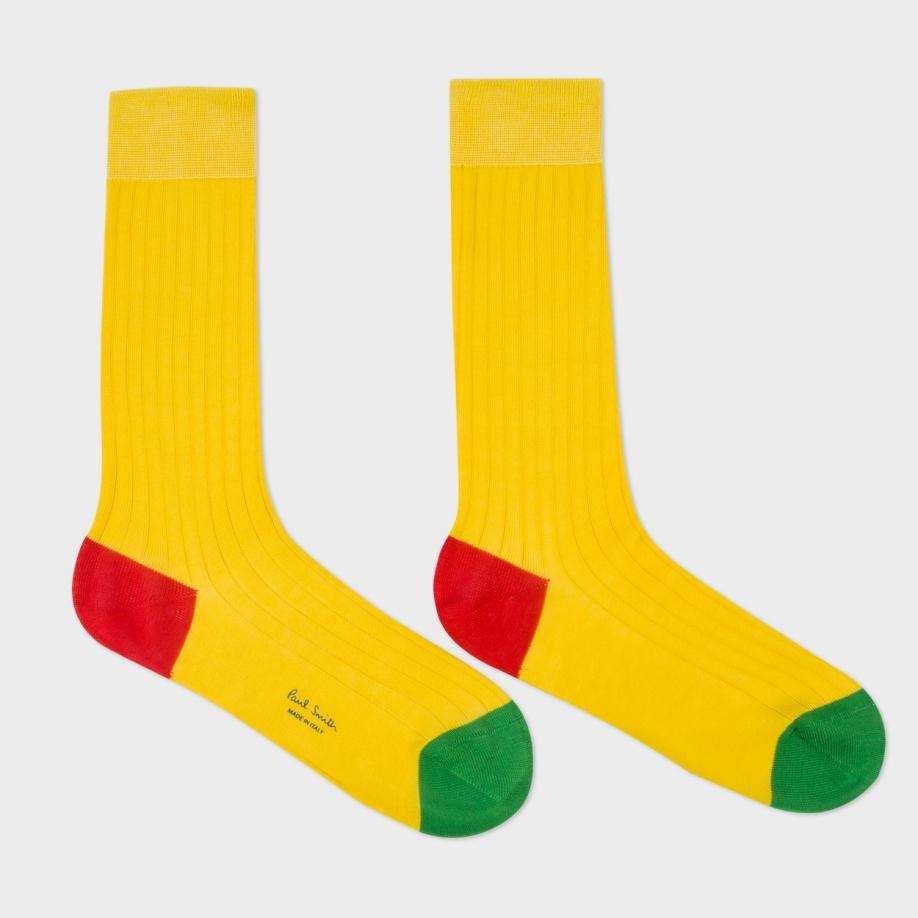 Lyst - Paul Smith Men's Yellow Socks With Red Heel And Green Toe for Men