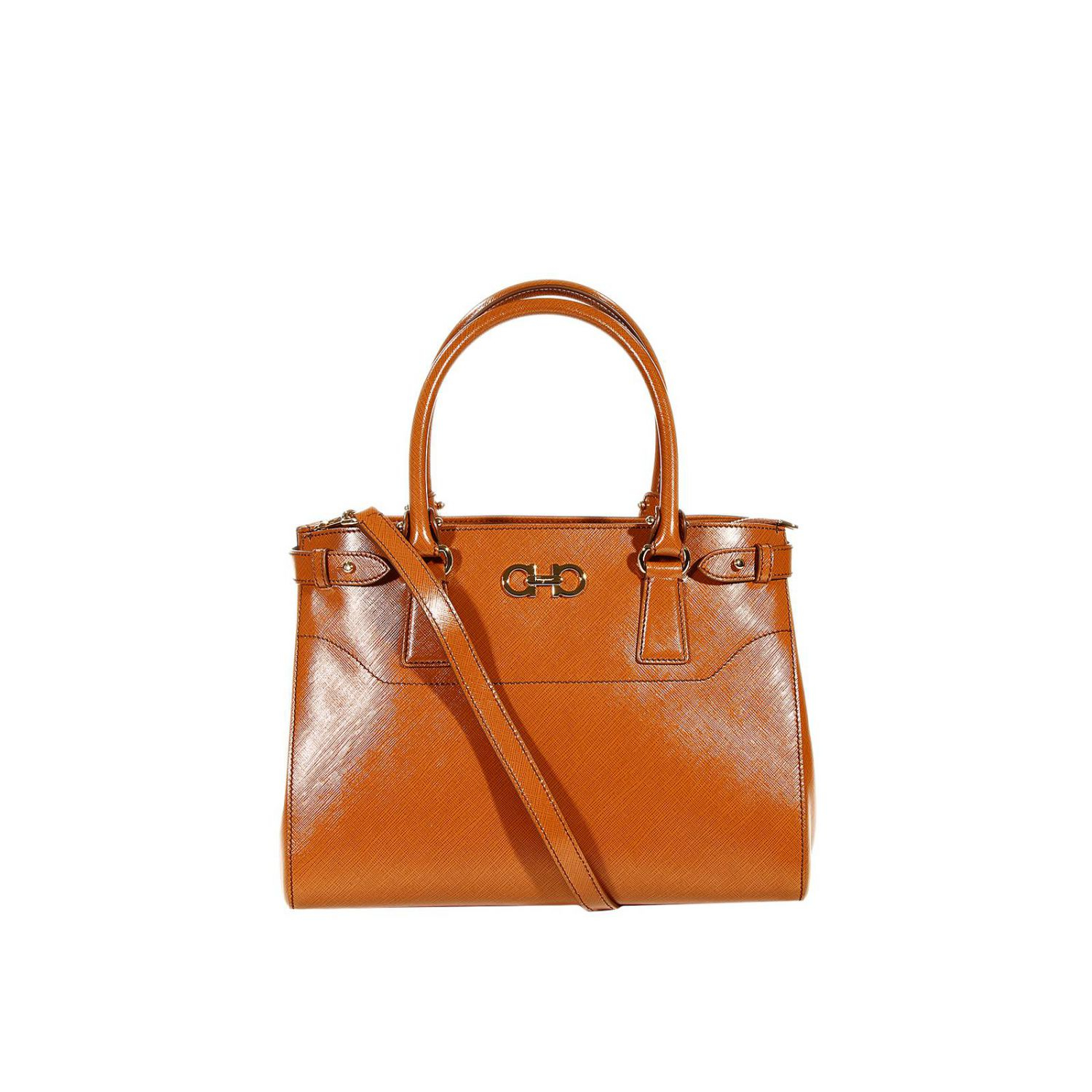 Ferragamo Handbag Batik Medium Shopping Tissu Leather in Orange ...