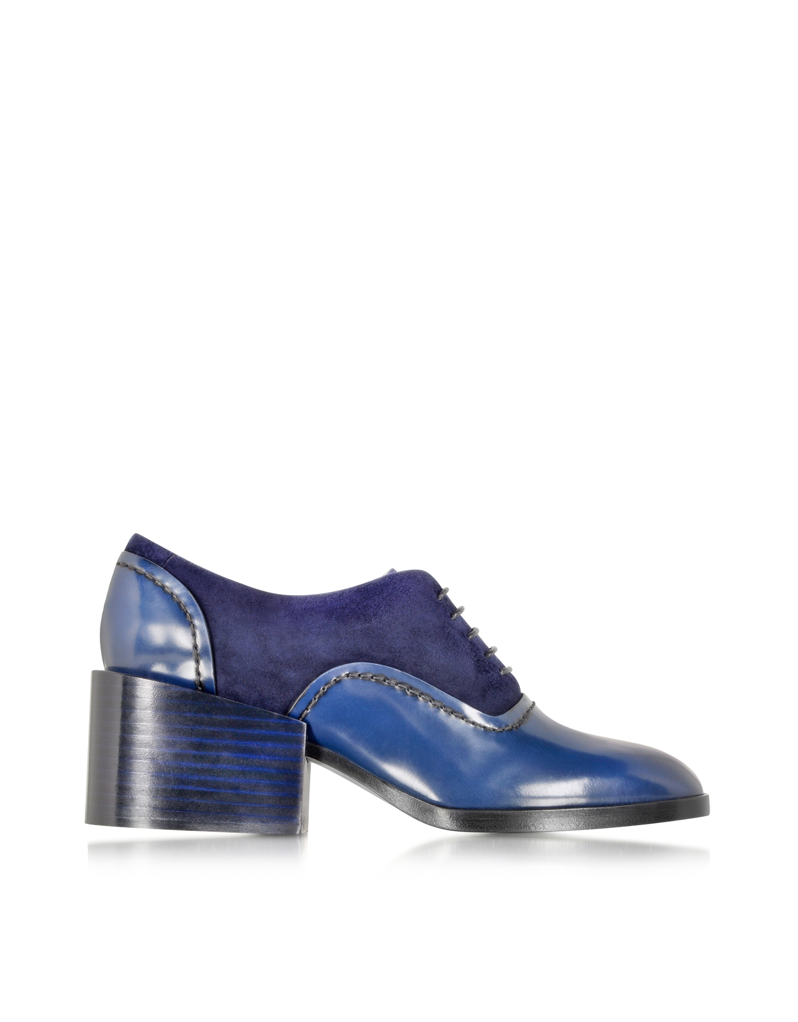 Lyst - Jil Sander Navy Blue Leather And Suede Lace-up Shoe in Blue