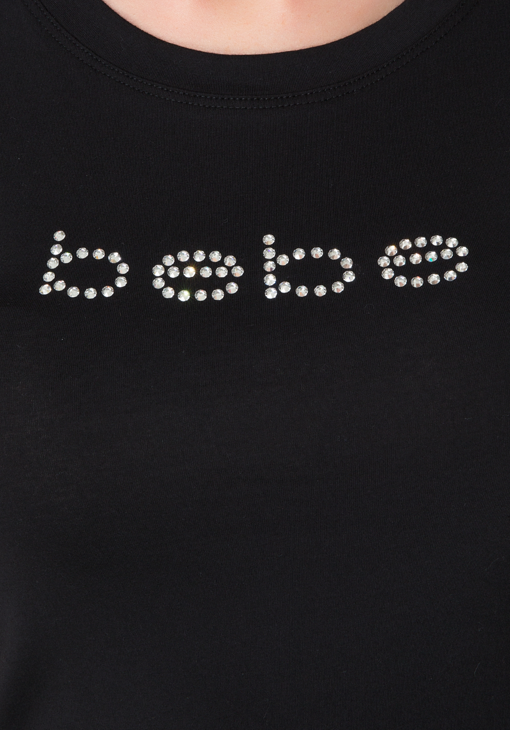 Lyst - Bebe Basic Logo Rhinestone Tee in Black