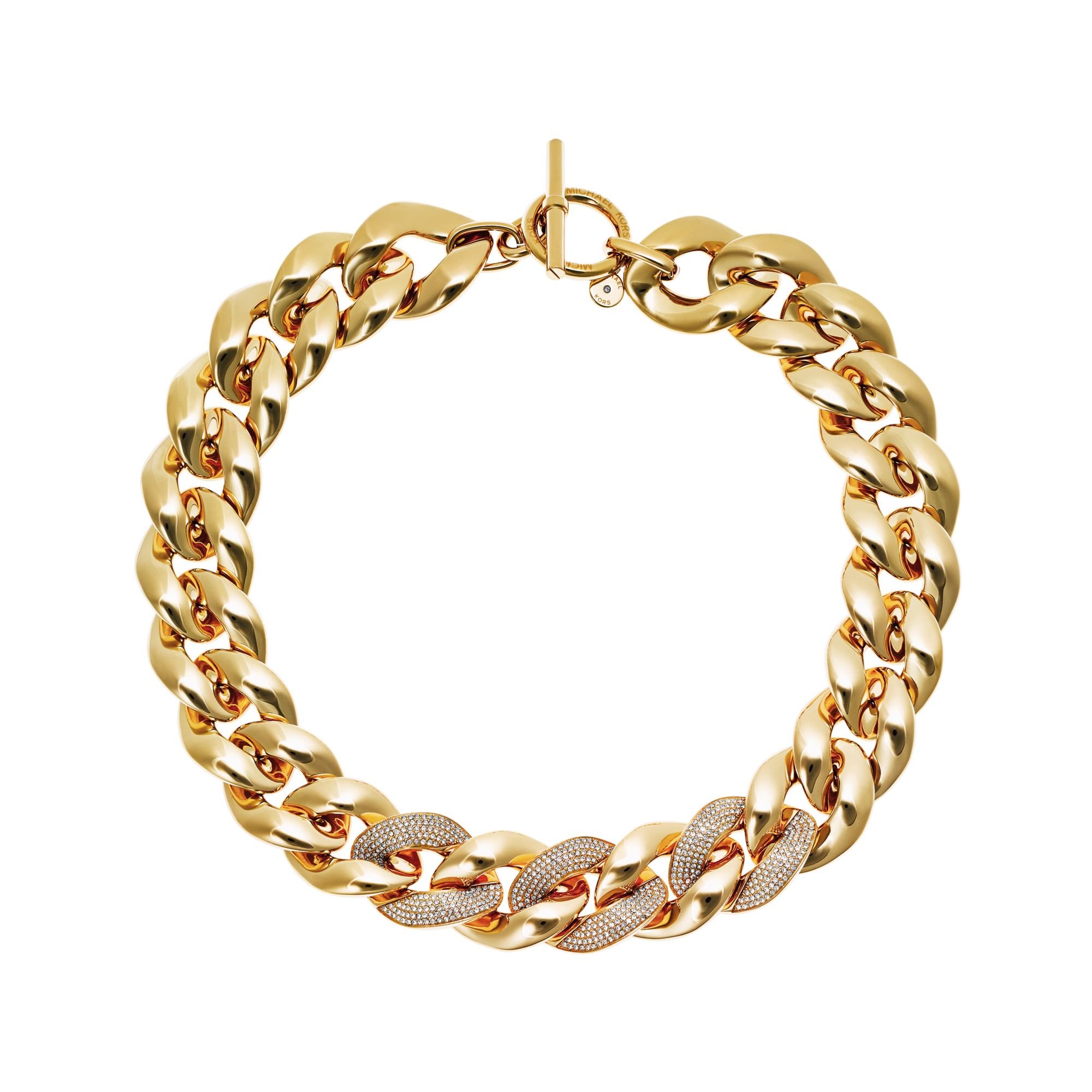 Michael kors Pave Curb Chain Link Necklace in Metallic | Lyst
