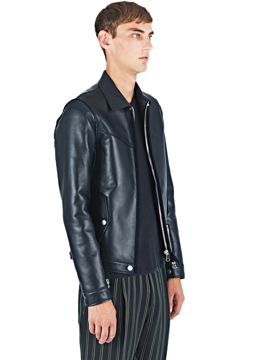 Lyst - Lanvin Leather Jacket in Black for Men
