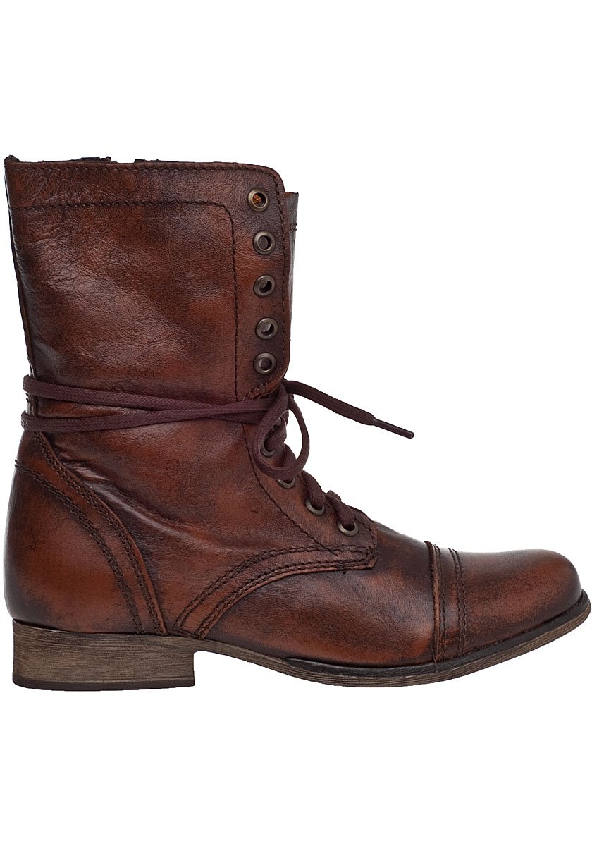 Steve madden Troopa Lace-up Boot Brown Leather in Brown | Lyst