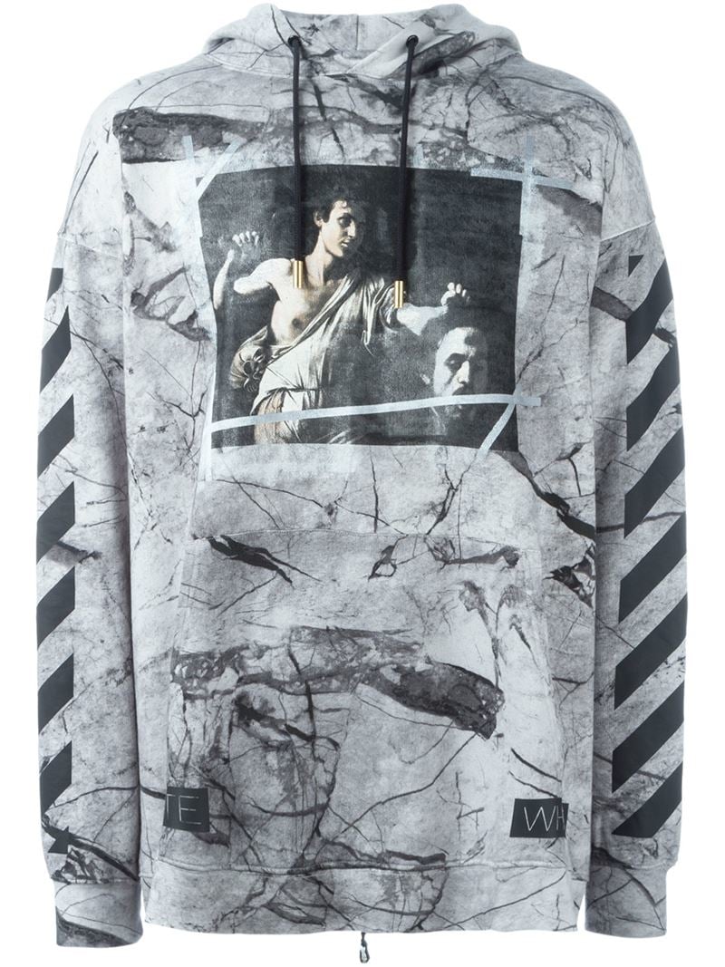 marble print hoodie