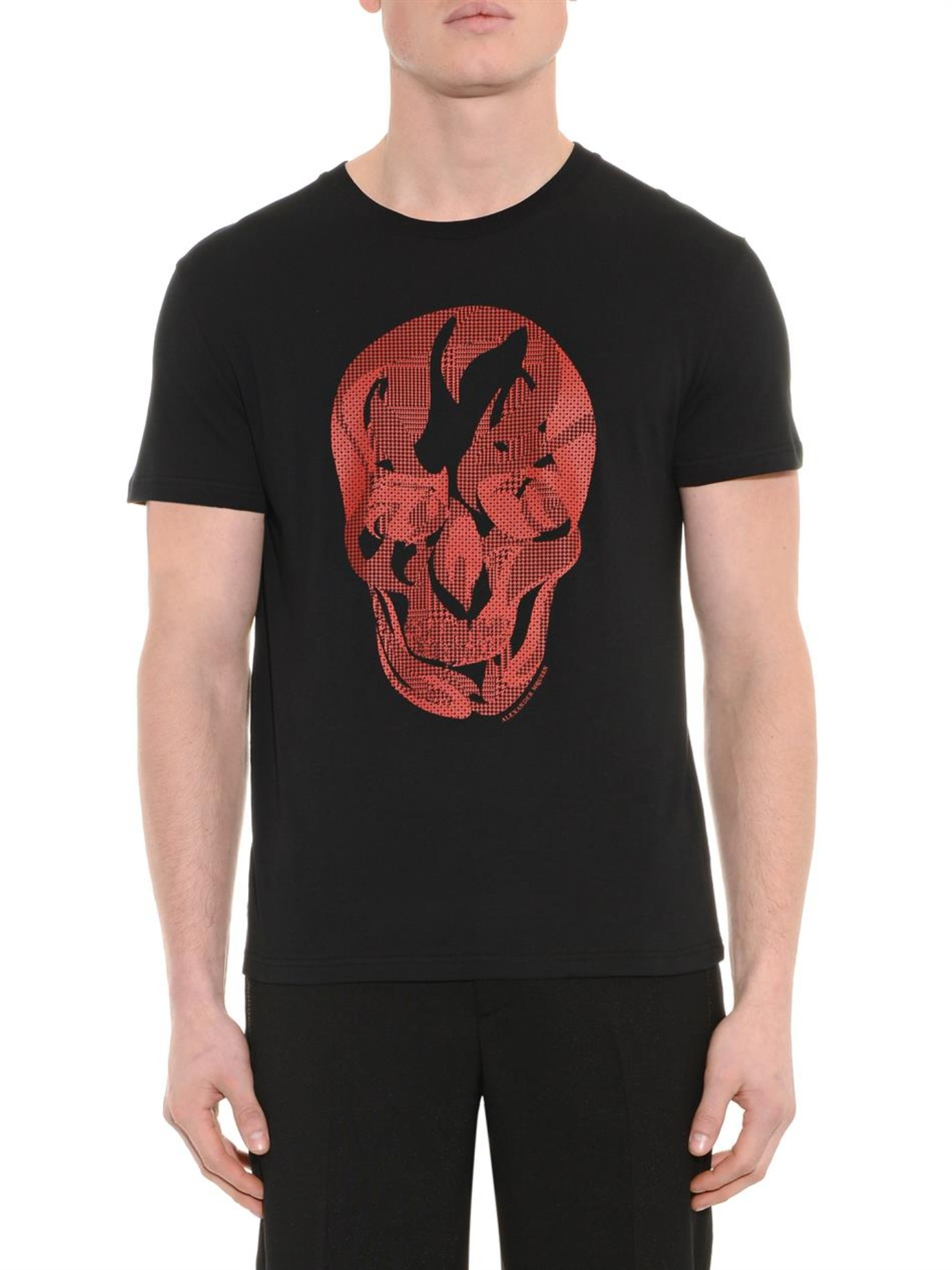Lyst - Alexander Mcqueen Skull-Print Cotton T-Shirt in Black for Men