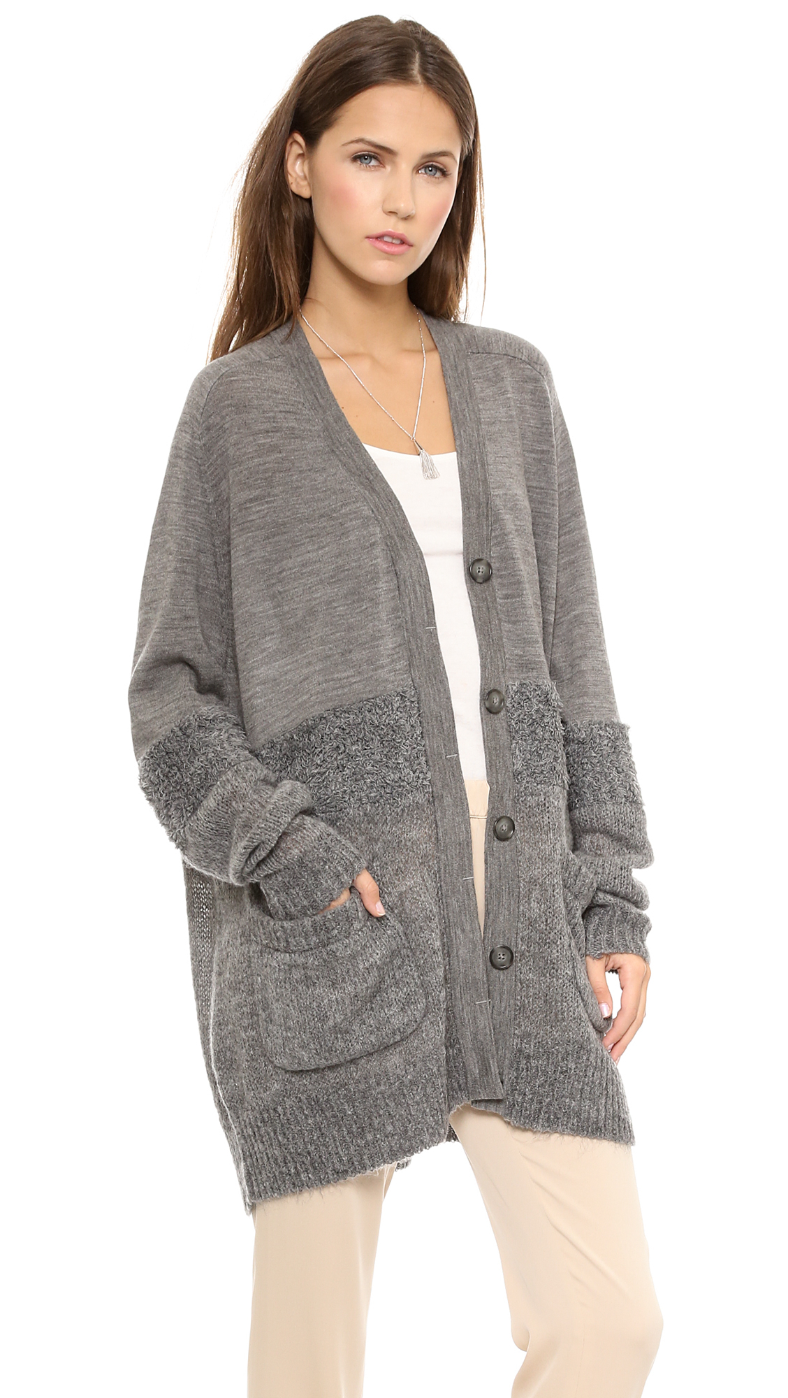 Lyst - Tibi Mohair Oversized Cardigan Heather Grey in Gray