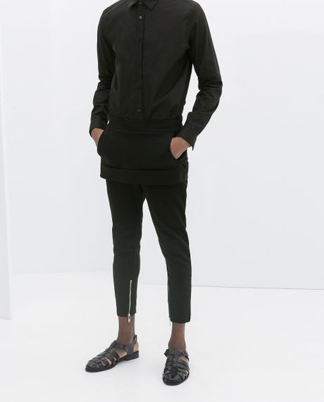 Zara Tracksuit Trousers with Hem in Black for Men | Lyst