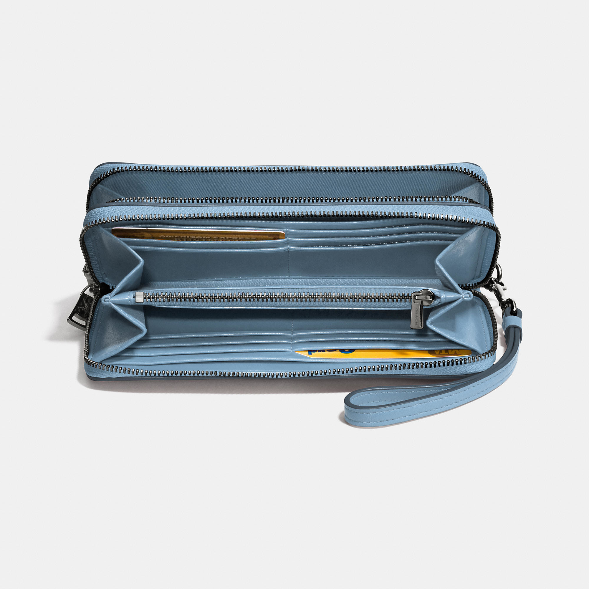 Lyst - Coach Double Accordion Zip Wallet In Smooth Leather in Blue