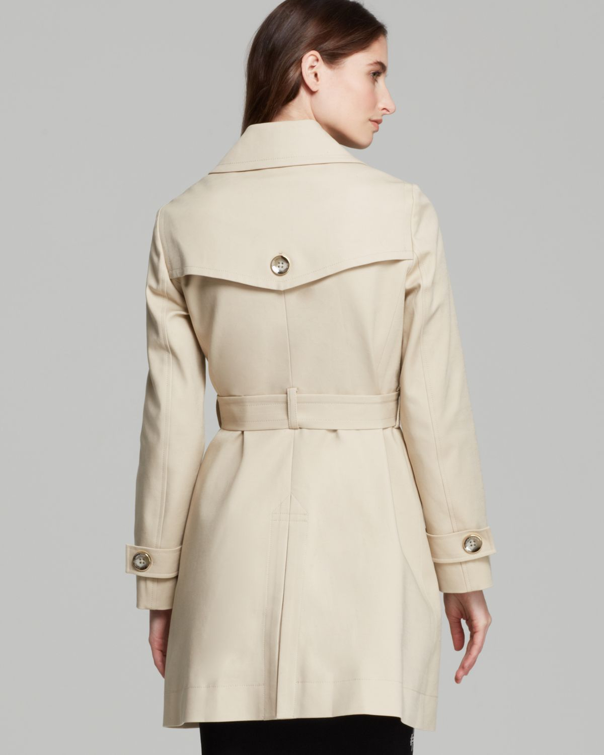 Lyst - Vince Camuto Tie Waist Trench Coat in Natural