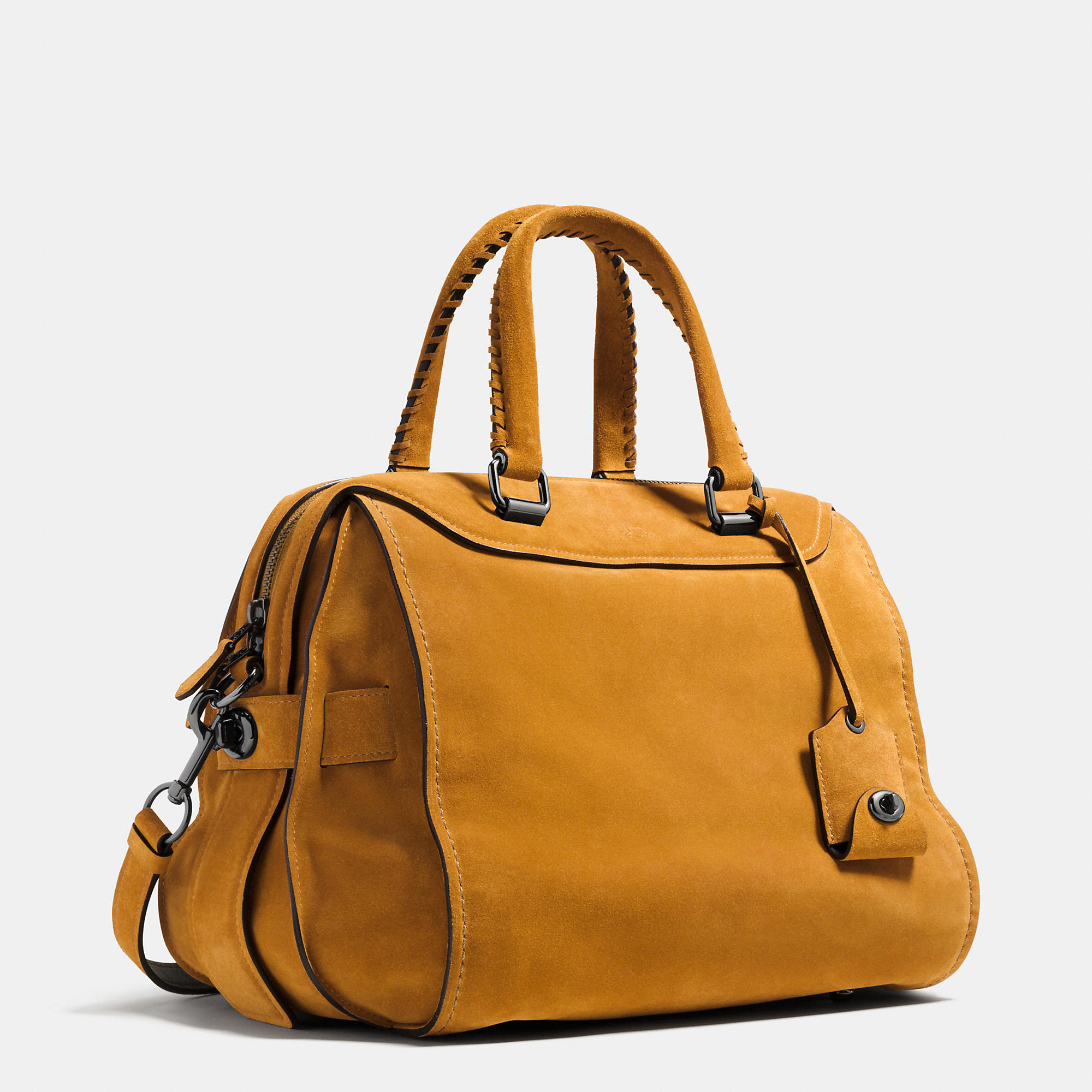 Coach Ace Satchel 28 In Suede In Brown - Lyst