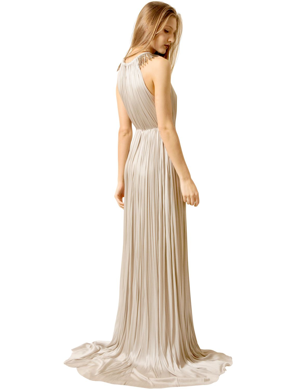 Maria lucia hohan Pleated Silk Tulle Crystal Dress in Natural | Lyst