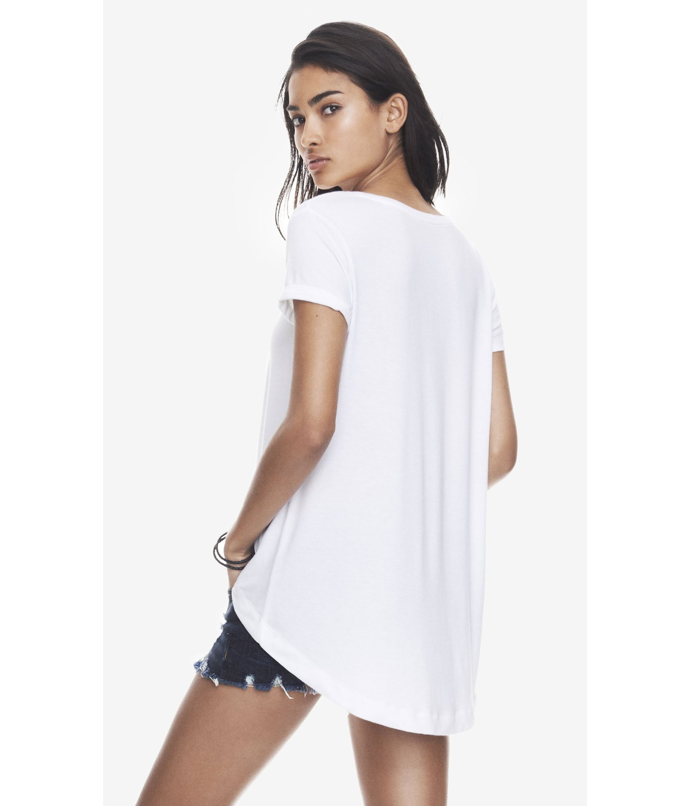 Lyst - Express One Eleven Hi-lo Hem Tunic Tee in White
