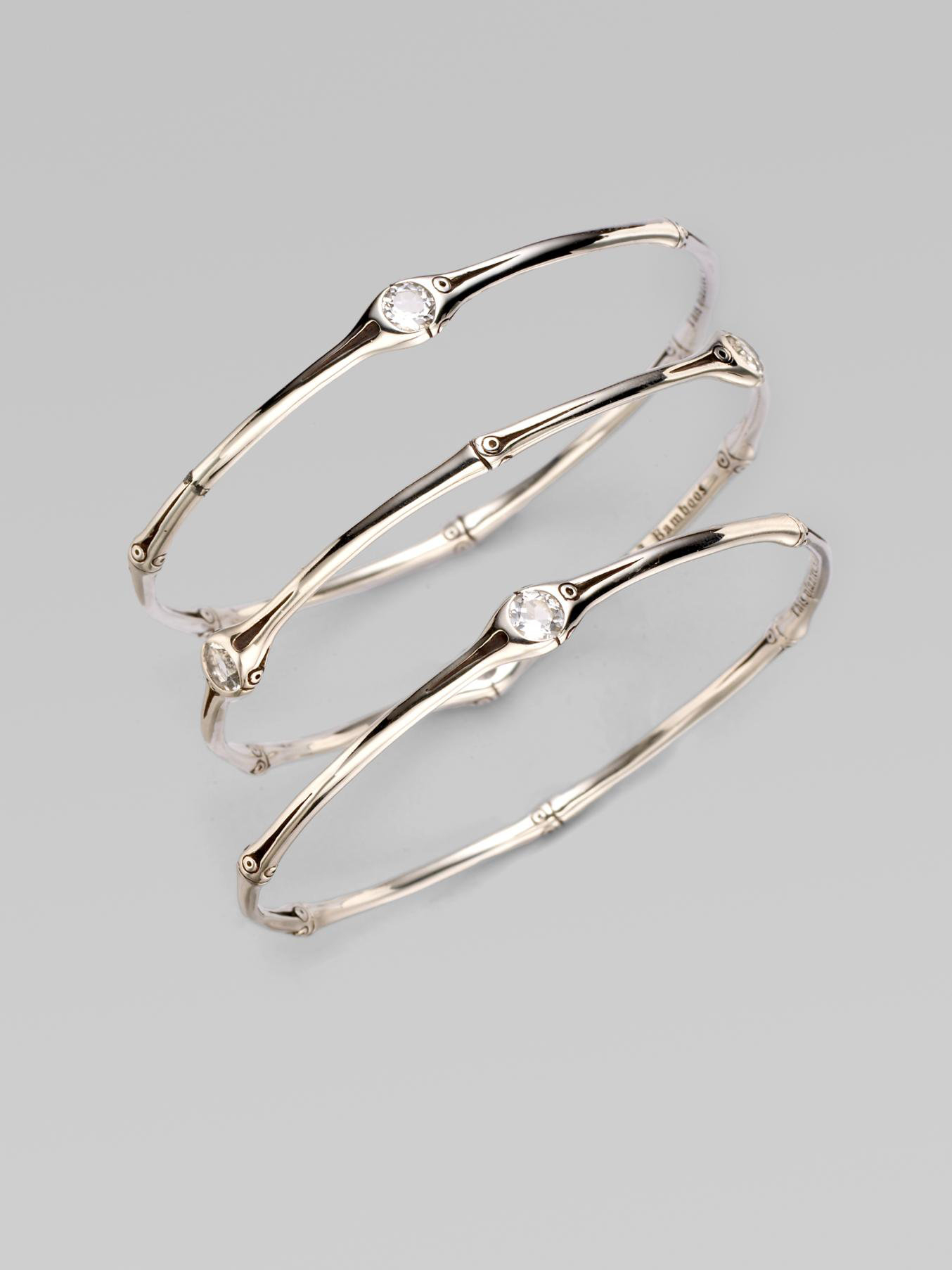 Lyst John Hardy Bamboo White Topaz Sterling Silver Bangle Gallery
