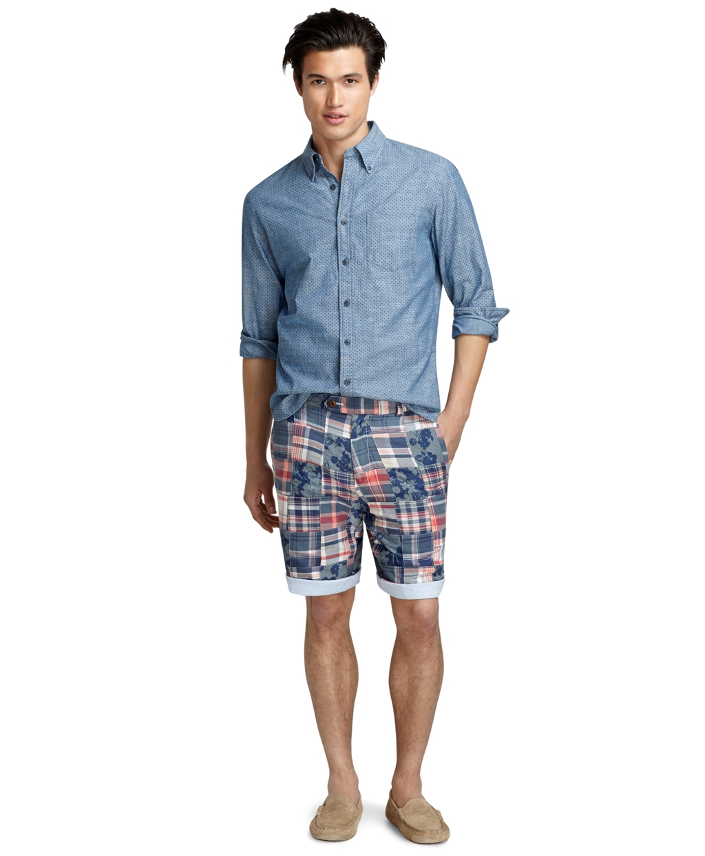 Lyst - Brooks Brothers Oxford-Lined Madras Patchwork Shorts for Men