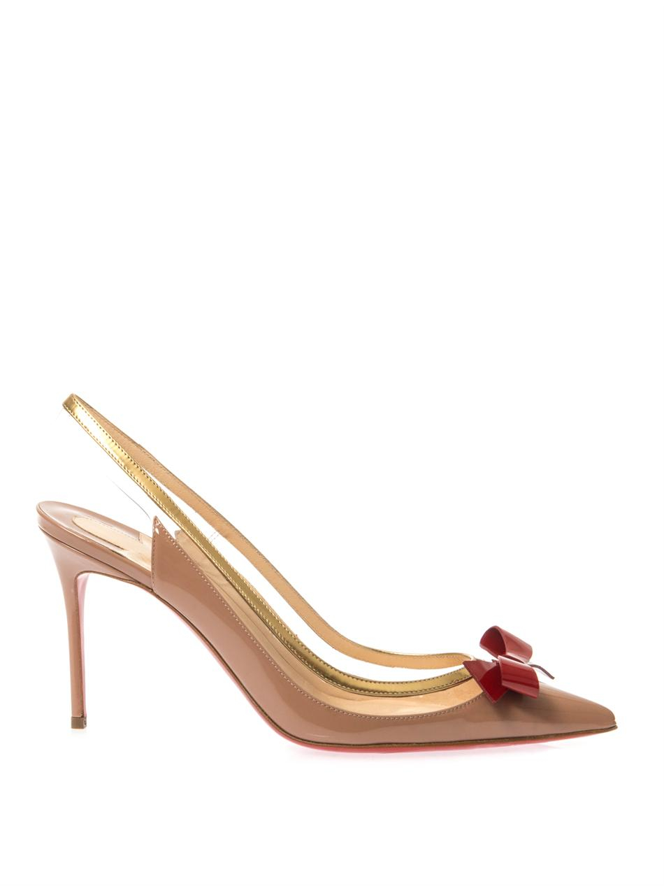 christian louboutin pointed-toe slingback pumps Nude and red spike ...
