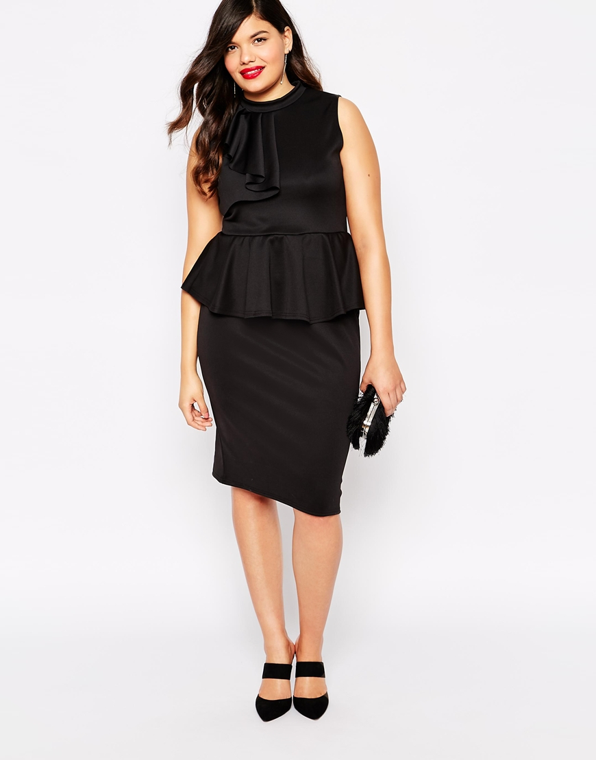 Lyst Praslin Plus Size Peplum Dress With Ruffle Detail In Black