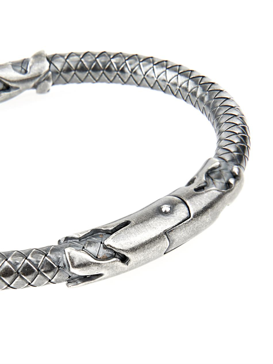 Lyst - Bottega Veneta Intrecciato Oxidised-Silver Bracelet in Metallic