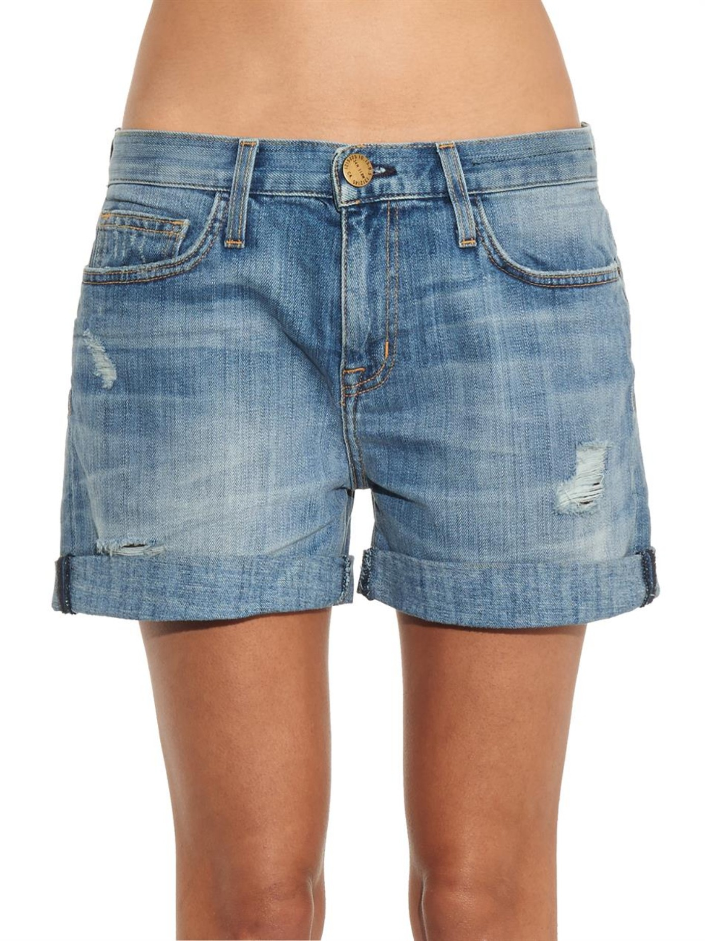 Current/elliott The Boyfriend Denim Rolled Shorts in Blue (INDIGO) Lyst