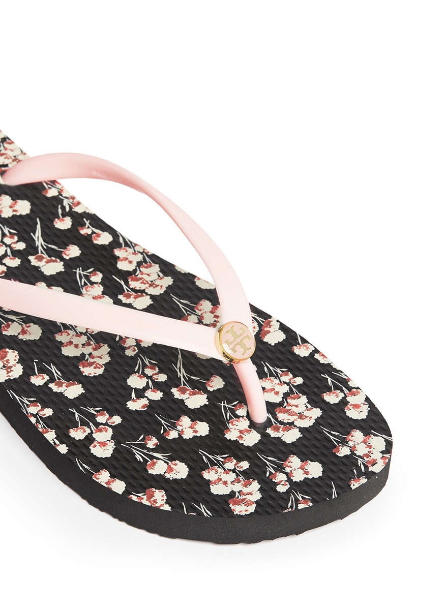 Tory Burch 'thin' Floral Print Flip Flops in Pink - Lyst