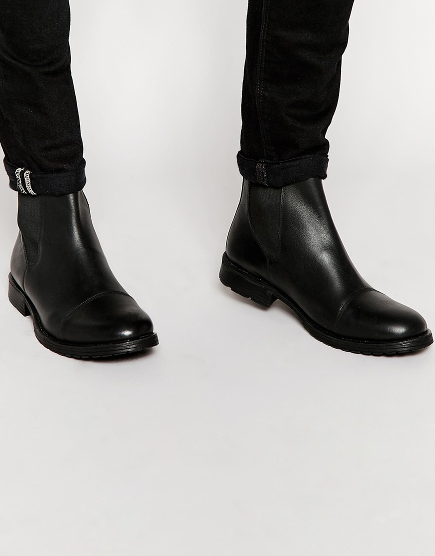 Lyst - Jack & Jones Radnor Leather Chelsea Boots in Black for Men
