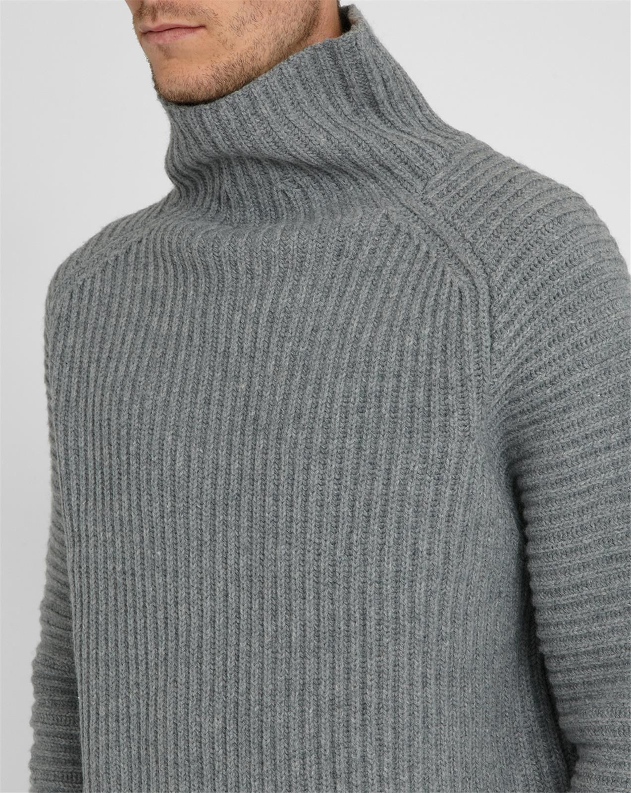 Acne Grey Opposition Knitted Polo-neck Sweater in Gray for Men | Lyst