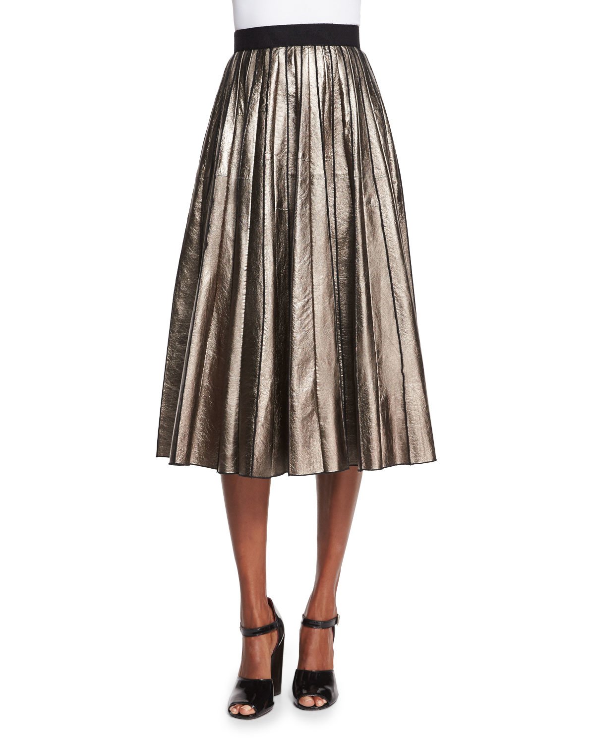 Lyst - Marc Jacobs Pleated Metallic Leather Skirt in Metallic