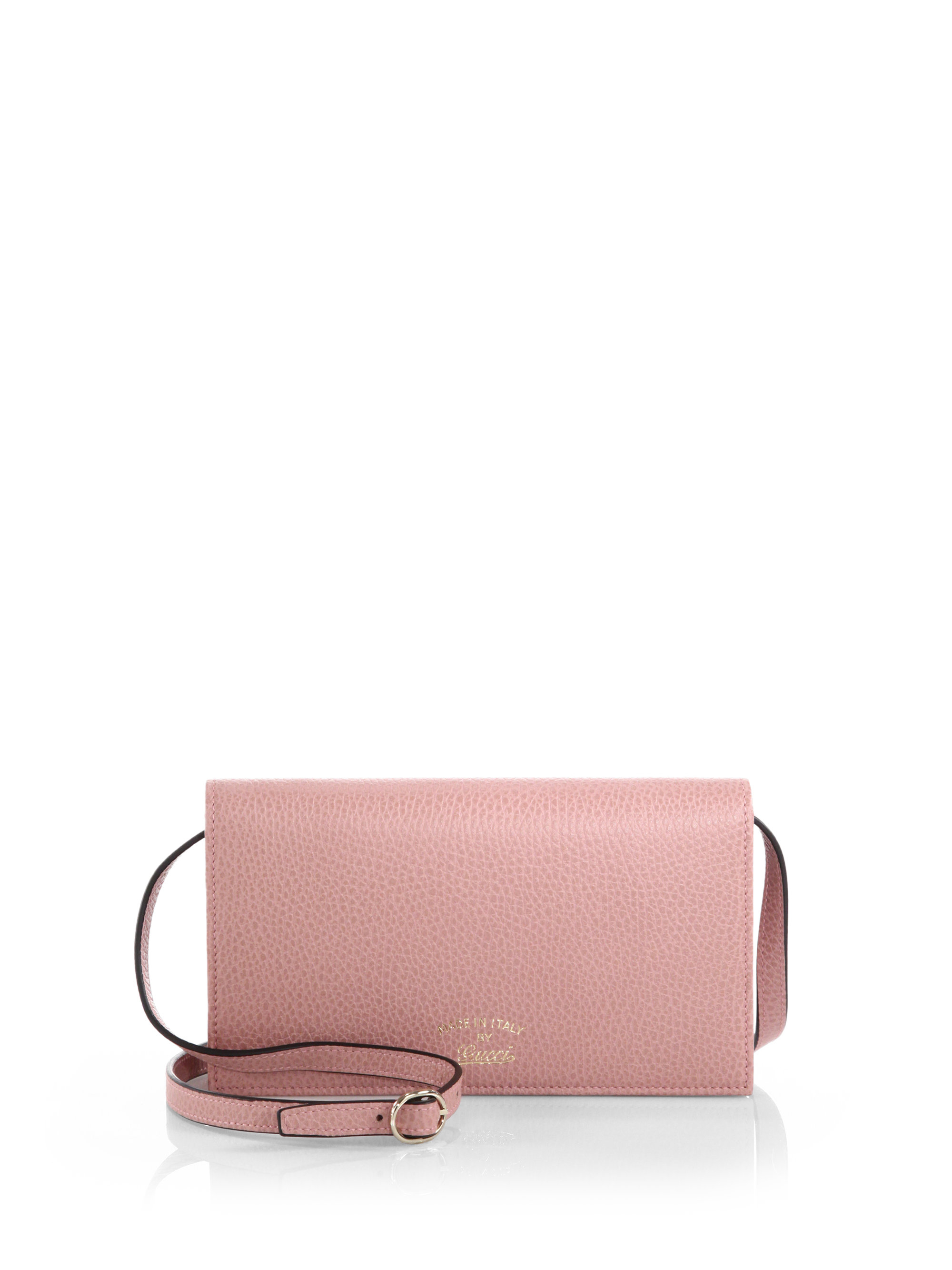 Lyst - Gucci Swing Leather Wallet With Strap in Pink