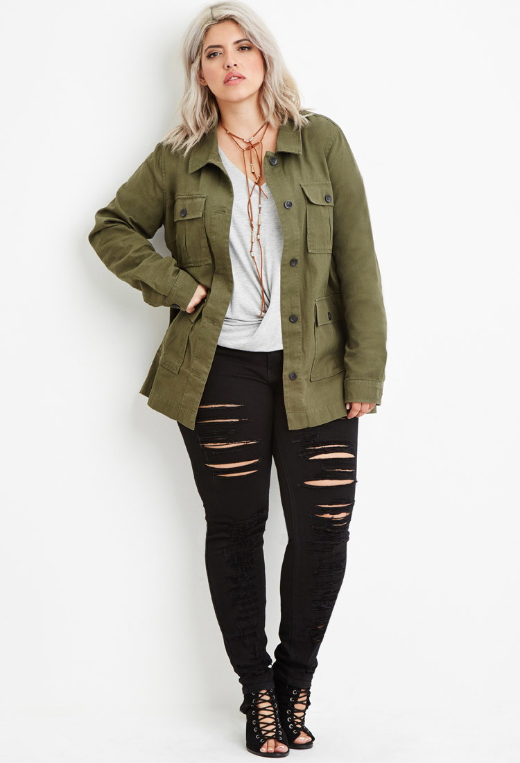 Lyst Forever 21 Plus Size Utility Jacket In Green Gallery