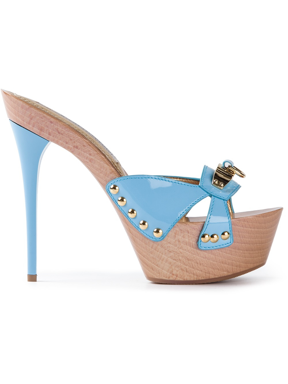 Gianmarco lorenzi Varnished Mules in Blue | Lyst