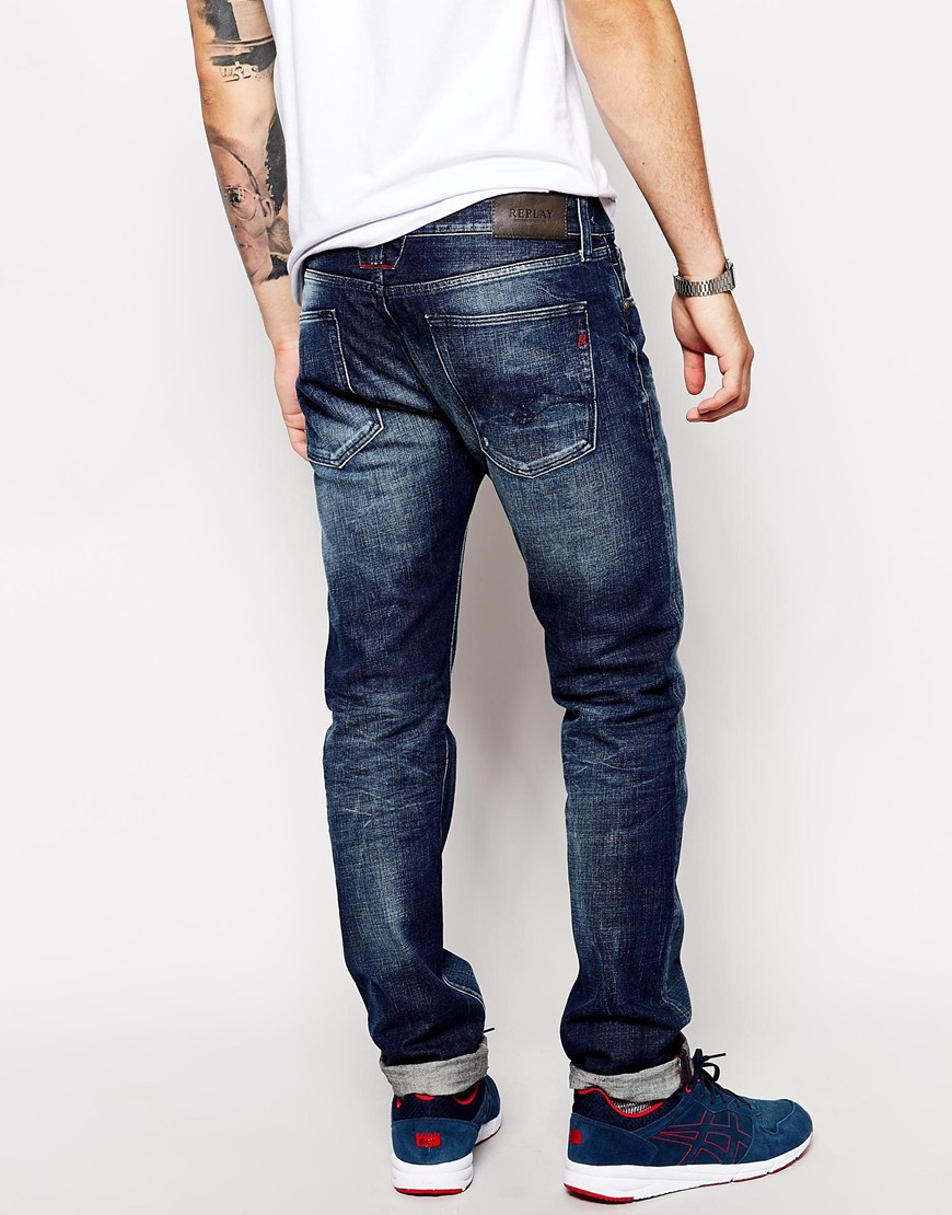 Lyst - Replay Anbass Hyperflex Slim-fit Skinny Jeans in Blue for Men