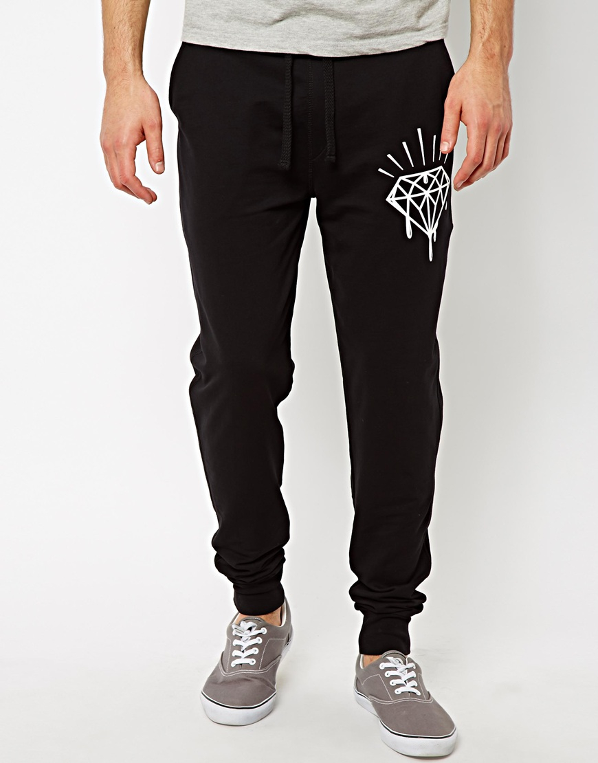 Lyst - ASOS Skinny Sweatpants with Diamond Print in Black for Men